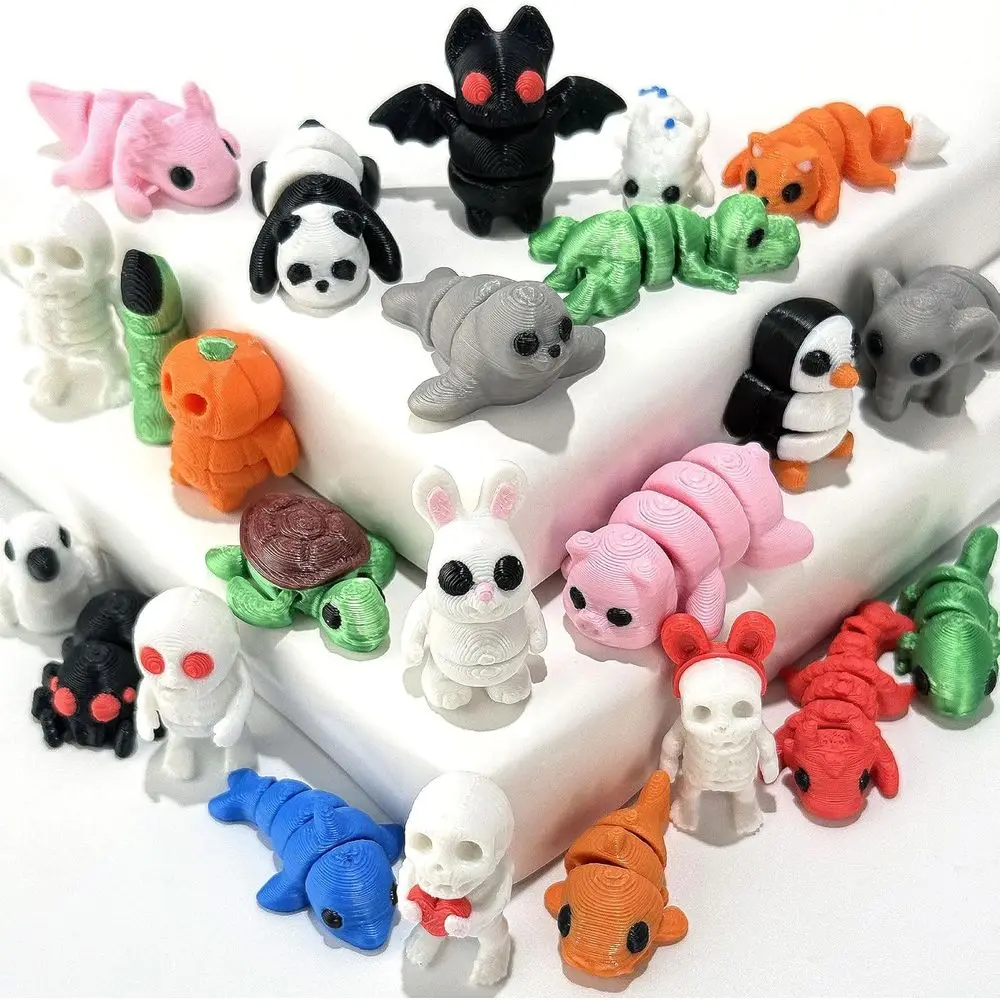 

24 шт. мини-животные с 3D принтом, гибкие шарнирные животные с 3D принтом для вечеринок, подарки для детей, школьного класса, автомобиль