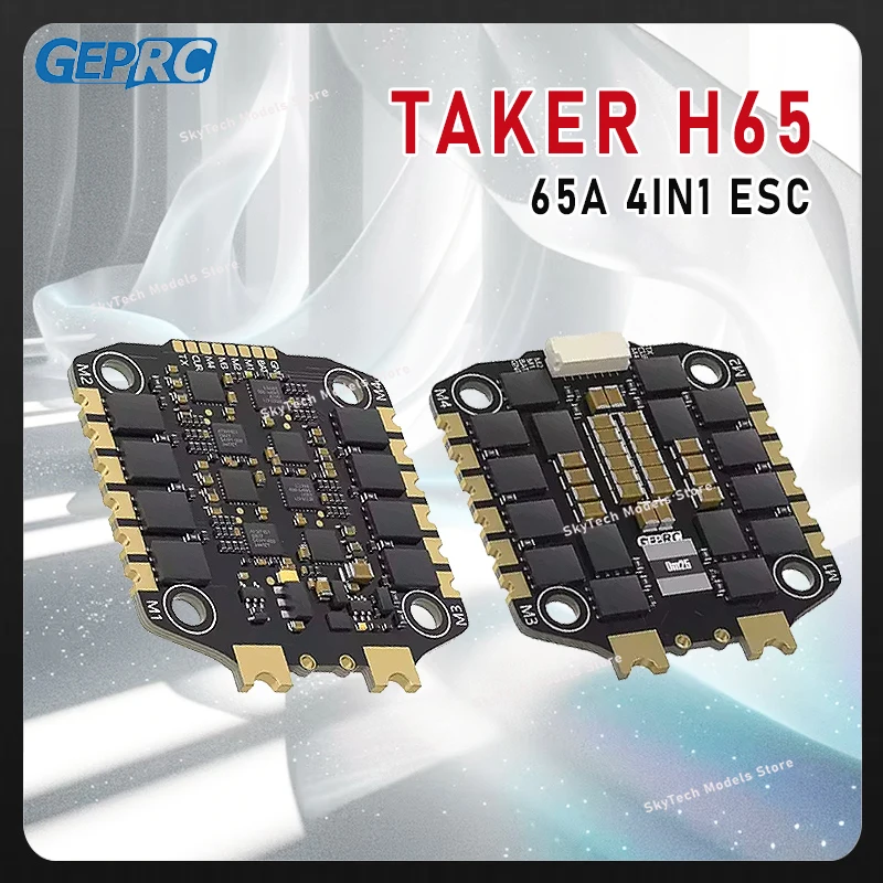 

GEPRC TAKER H65_8S_32Bit 65A 4IN1 ESC - 3-8S Lipo, Dshot 150/300/600, 15.8g, AM32 Supported for MOZ7 V2 WTFPV Long Range 7inch