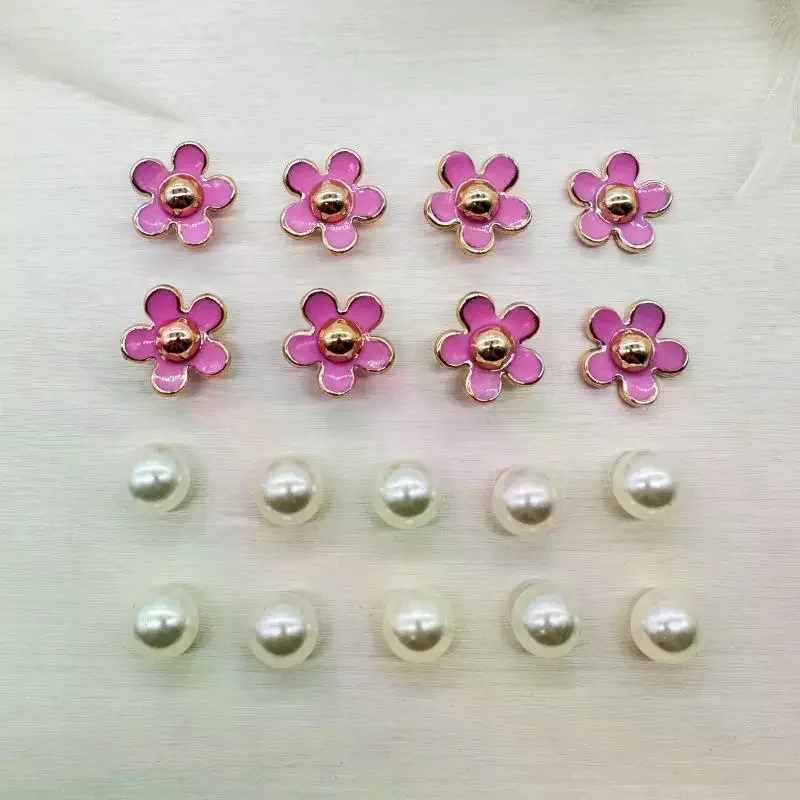 /HTF/Cute Pearl Shoe Charms Set For Slide Sandals Garden Shoes DIY Clogs Decoration Shoe Buckle Pins Shoe Decoration Gifts 3D