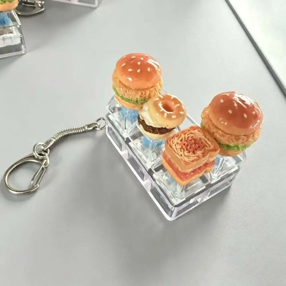 Cute Glow Design Decompression Button Simulation Keyboard Transparent Dual-Tone Mini Keyboard Pendant Burger Sandwich Luminous