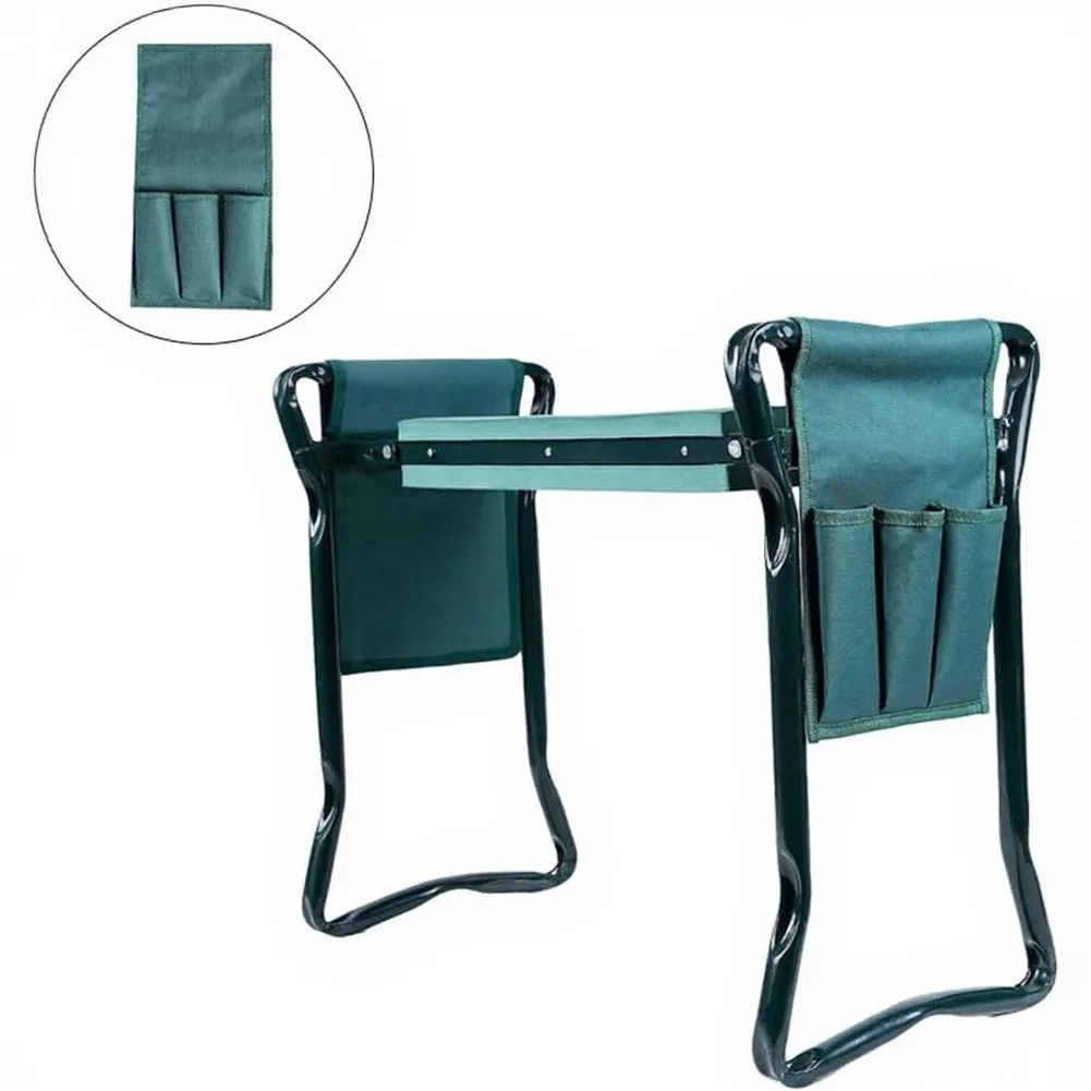 Garden Kneeler and Seat Bag for Outdoor Gardening Stool Side Organizer with Waterproof Oxford Cloth Material Green