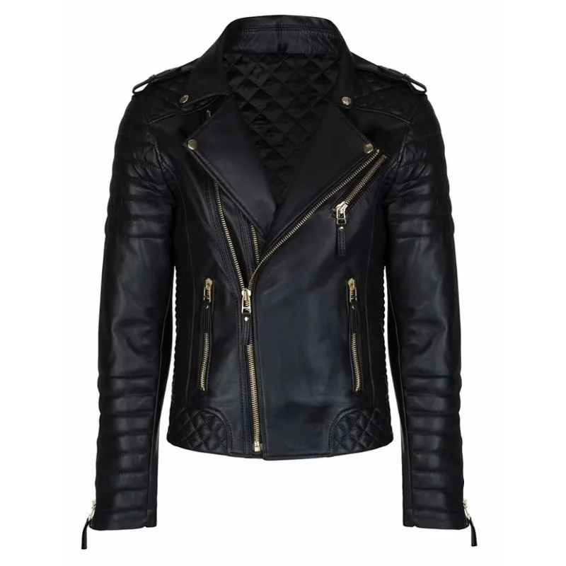 

New Men Lambskin Black Leather Jacket Biker Fashion Slim Fit Biker Coat Motorcycle Outwear