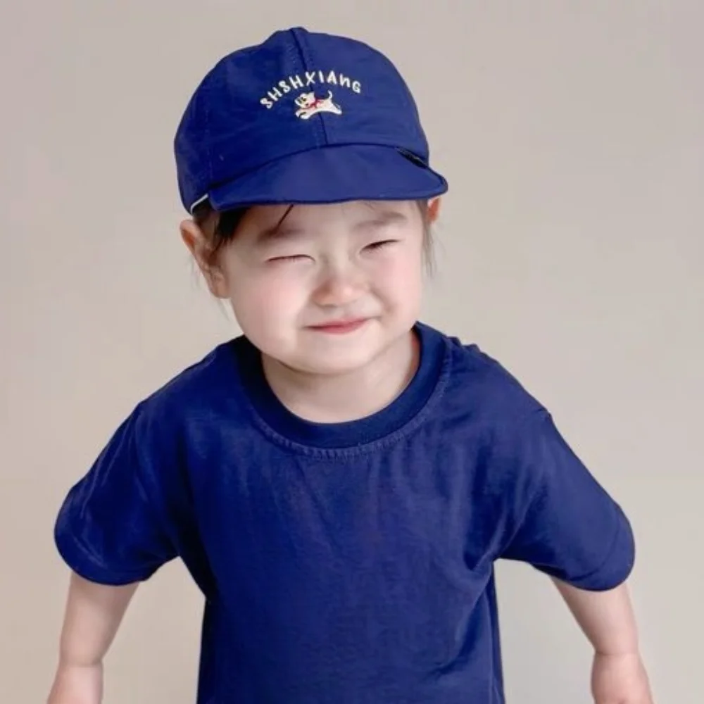 

Cute Korean Style Puppy Baseball Cap Letter Embroidery Quick-dry Summer Kid Sunhat Shading Hat Anti-UV Children's Hat Girls