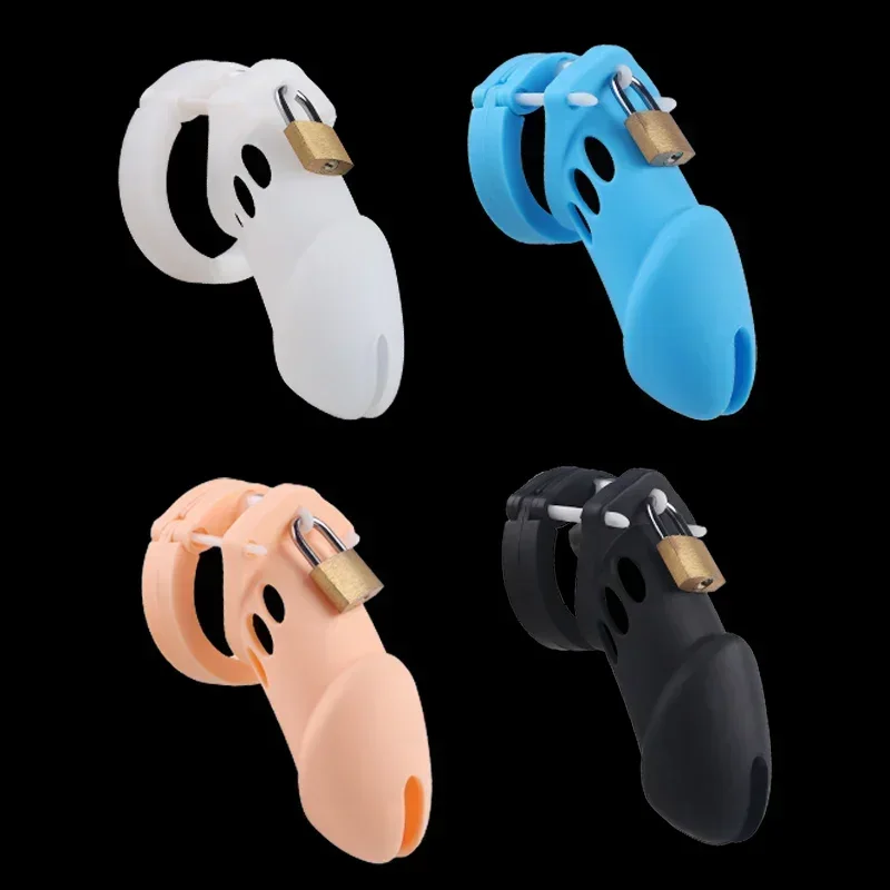 

Silicone Chastity Cage Male Cock Lock With 5 Sizes Penis Ring Chastity Belt Sextoys For Men Stretcher BDSM Gay Sex Shop