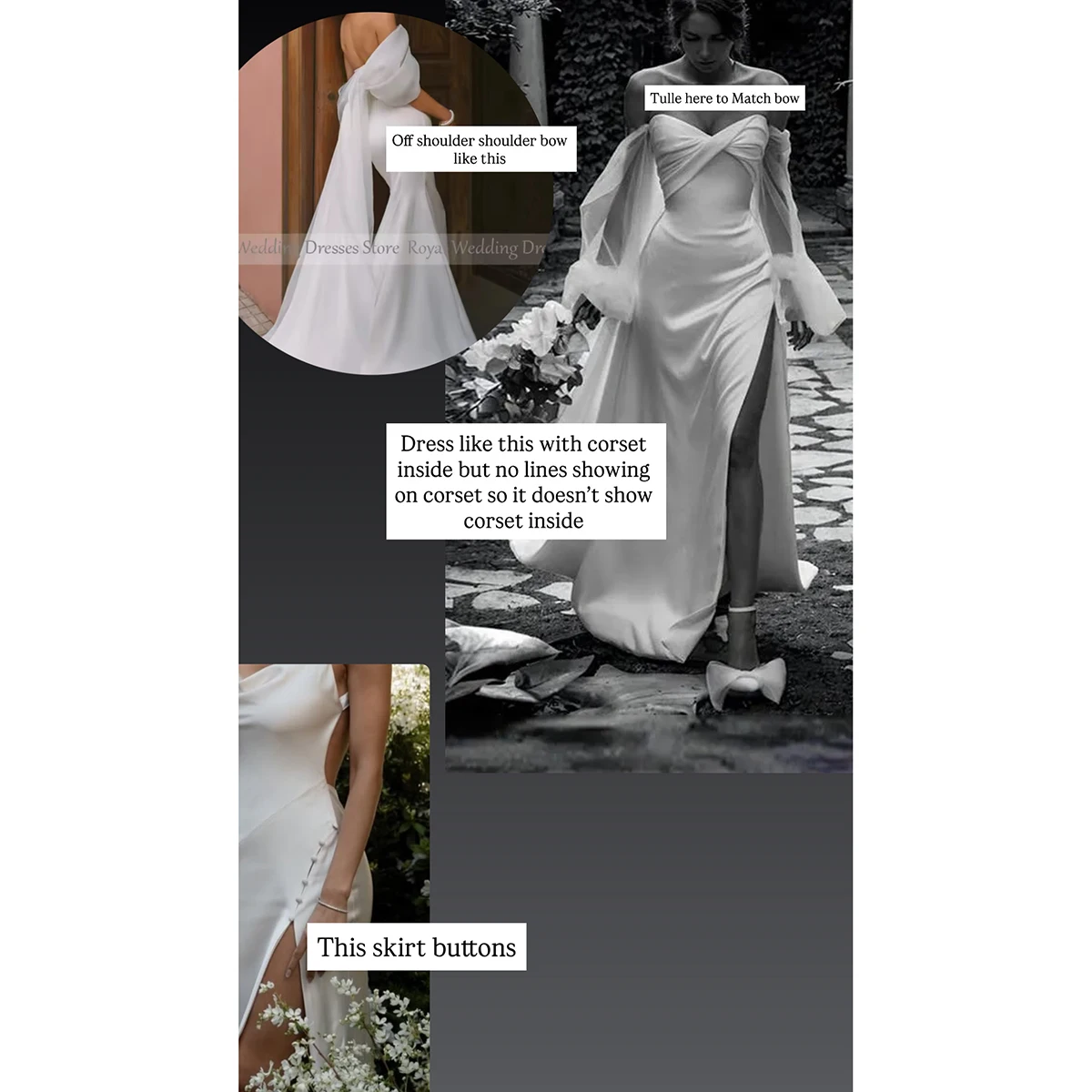 تخصيص أثواب الزفاف الساتان خياط شخصي