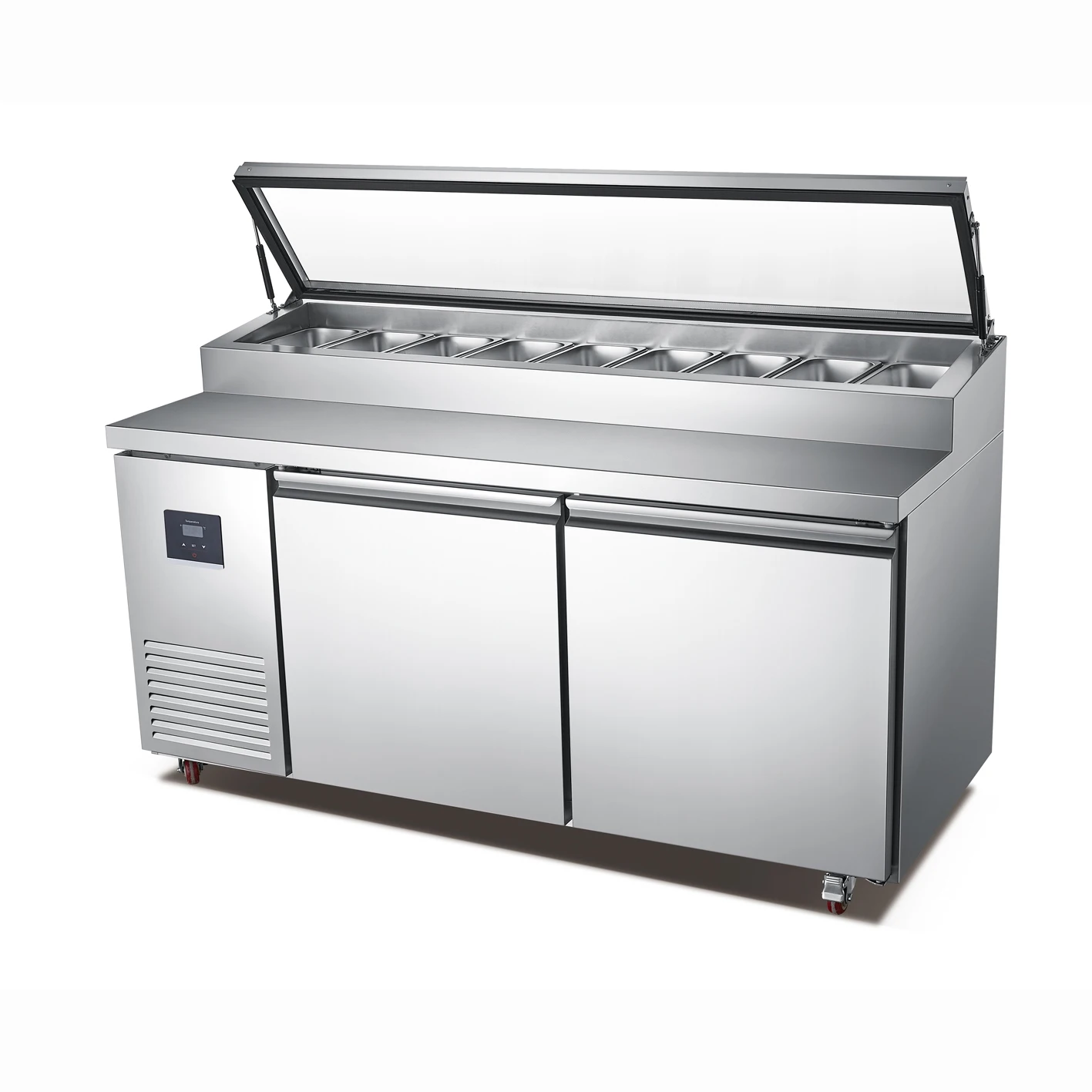 Pizza Prep Tables  Refrigerated Countertop Chiller Display Catering Buffet Cold Salad bar Refrigerator