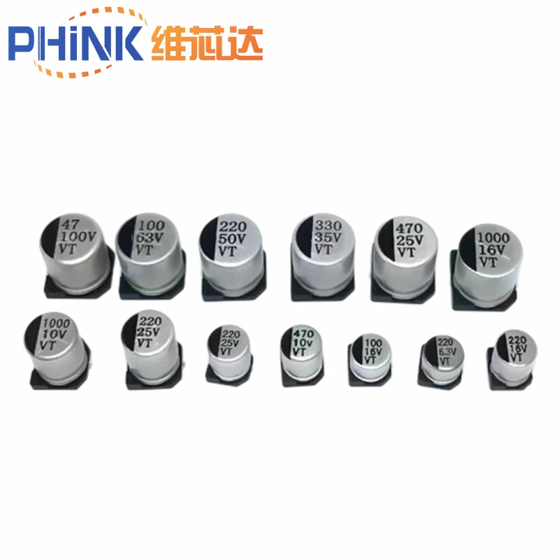 50pcs SMD Electrolytic Capacitor Aluminum 6.3V 10V 16V 25V 35V 50V 63V 100V 400V 1UF 4.7UF 10UF 47UF 100UF 470UF 680UF 1000UF