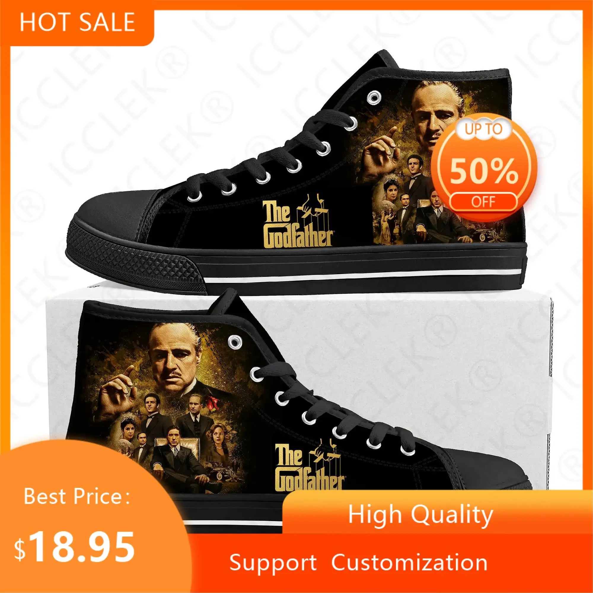 The Godfather Hot Movie High Top Sneakers Mens Womens Teenager High Quality Canvas Sneaker Casual Couple Shoes Custom Shoe