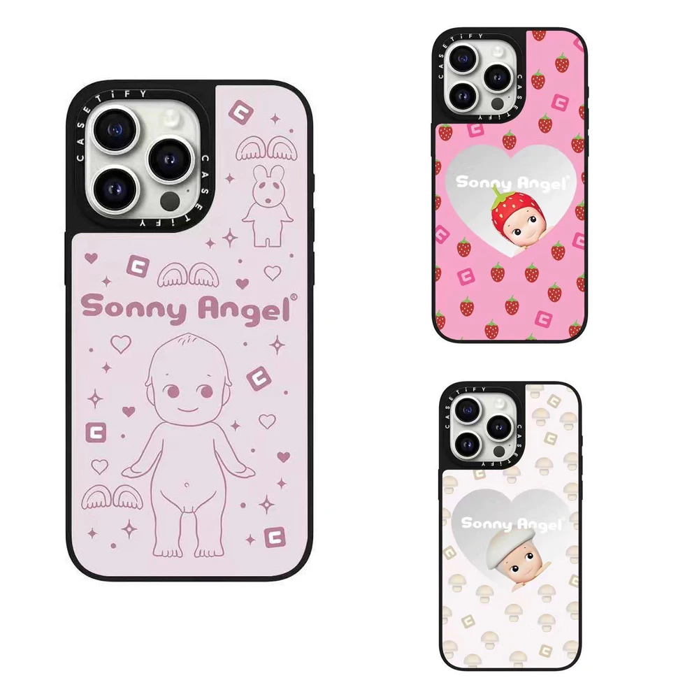 Kawaii Sonny Angel Iphone 16 15Promax Mirror Phone Case Cartoon 14Plus 13Pro All Inclusive 12/11 Phone Case Birthday Gift