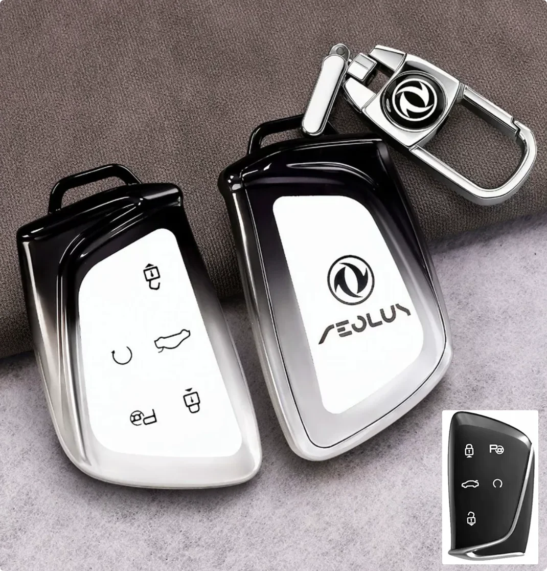 Car Accessories TPU Key Case Cover Holder Chain For Dongfeng Fengshen Aeolus G59 GS EV500 DFSK Car Styling Fob Key Shell Wallet