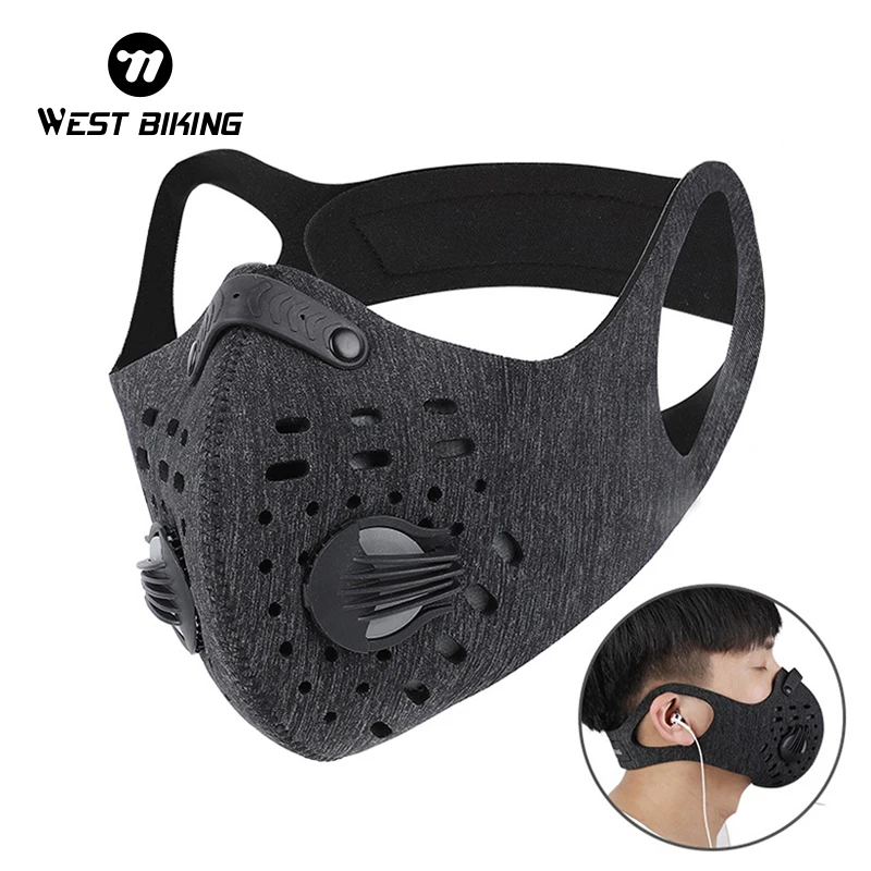 WEST BIKING Cycling Face Mask With Filter Activated Carbon Dust-proof Mask Anti-Pollution Bicycle Washable Outdoor Training Mask