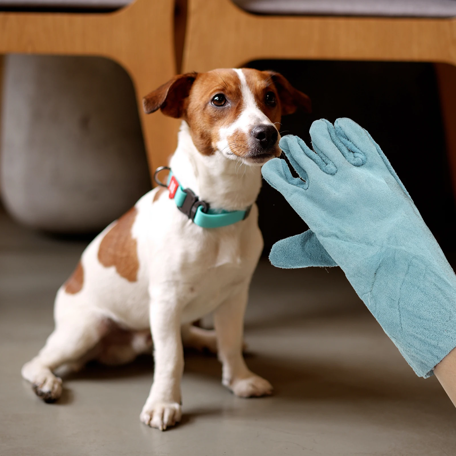 1 Pair Cowhide Anti-Bite Gloves Pet Thickened Protective Hand Cover For Dog Handlingpet Feeding Supplies Guard - Image 4