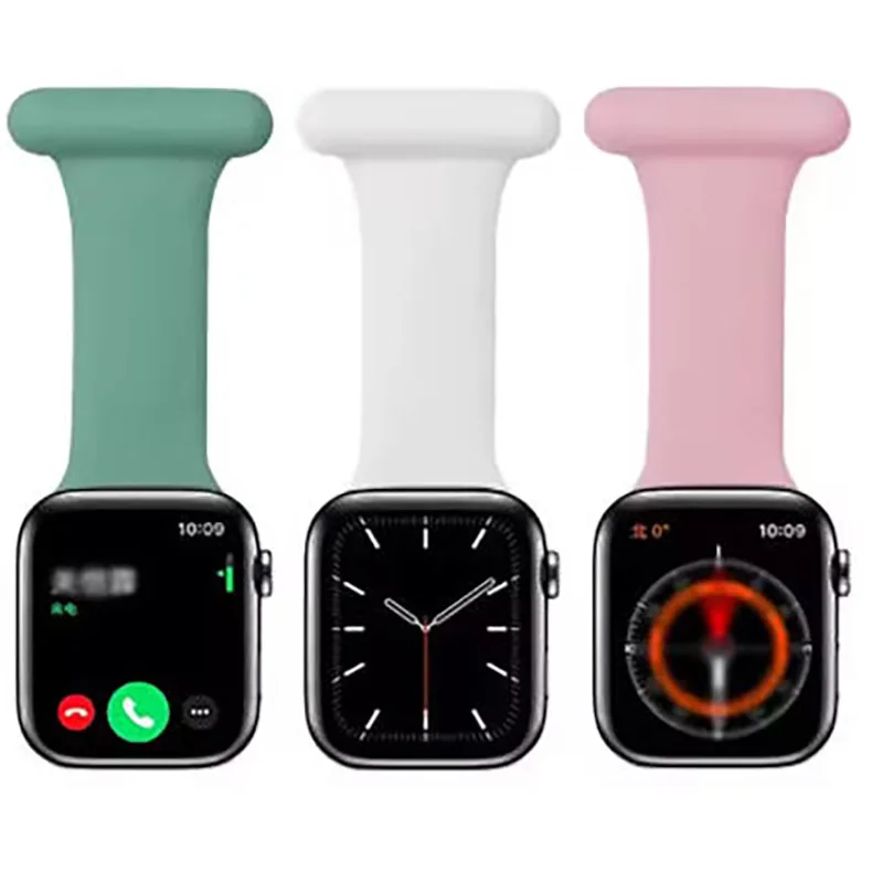 New Silicone Brooch Strap for Apple Watch 7/6/5/4/3/2/1 Generation 42/44/45mm Universal Doctor Nurse PocketWatch HangingWatch