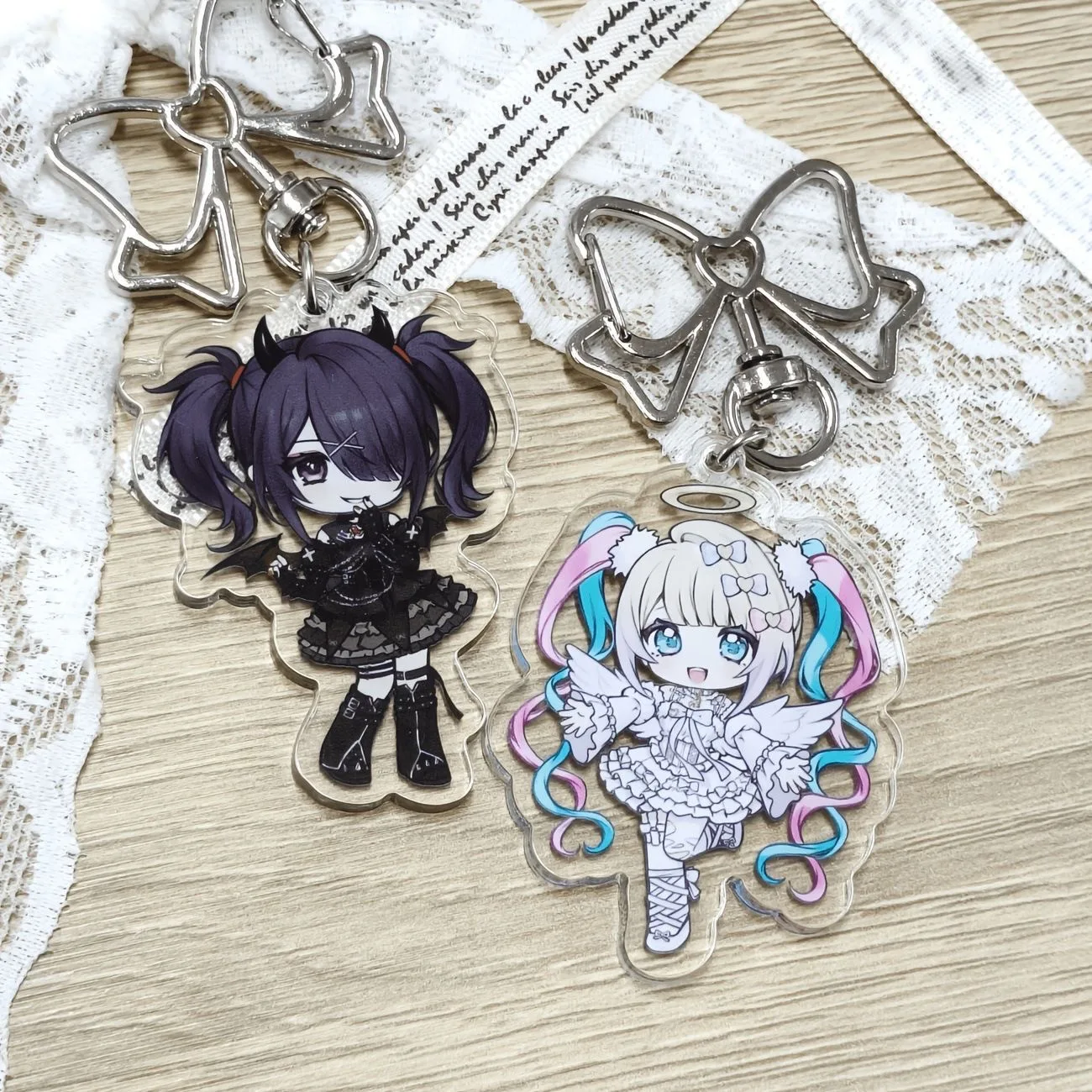 KAngel Amechan Anime Keychain Needy Girl Overdose Acrylic Keychain Key Ring Backpack Pendant Ornament NGO Accessories Gift