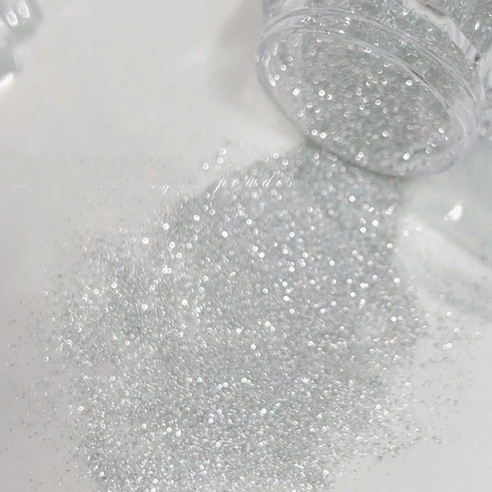 1 barattolo di polvere per unghie glitter grigio argento riflettente polvere di diamante abbagliante per polvere per unghie cromata 3D pigmento per nail art granuli fini polvere per unghie