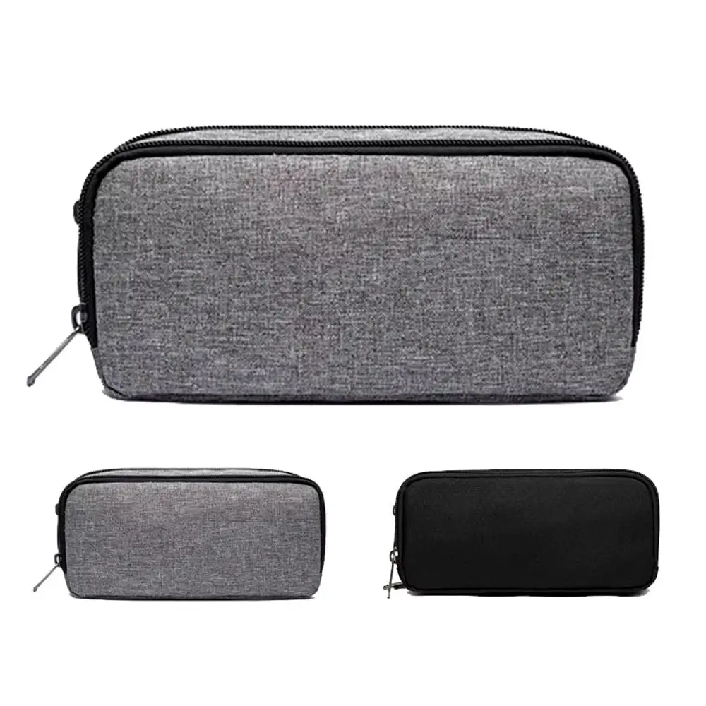 

Double Layered Portable Pen Bag Large Capacity Zipper Students Pencil Case Solid Color Oxford Cloth Stationery Organizer