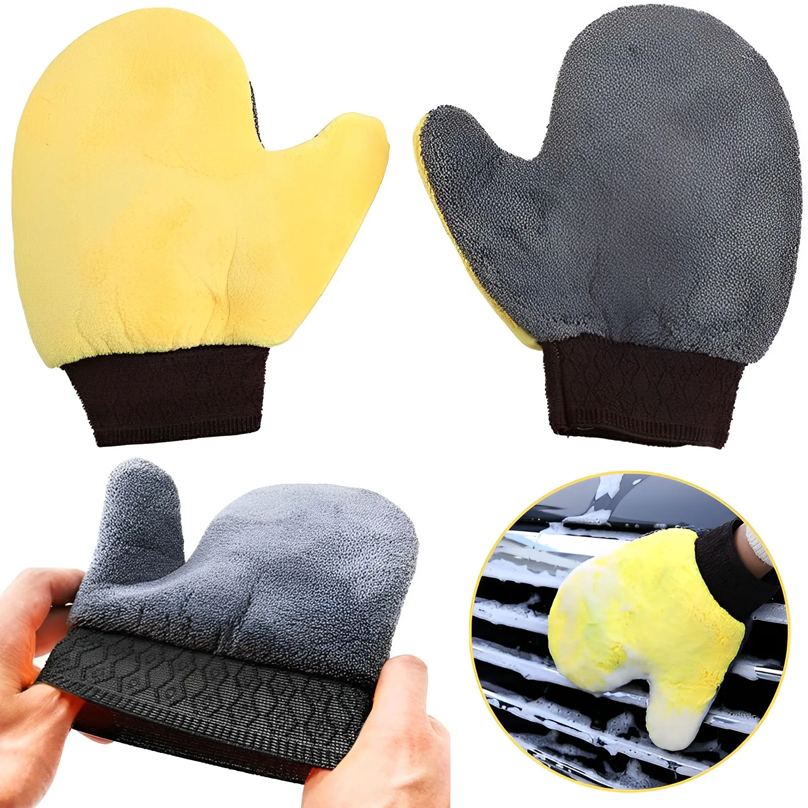 

Car Cleaning Gloves Towel Soft Microfiber Chenille Water Absorption Car Body Washing Glove Duster Clearner Car Cleaning Tools