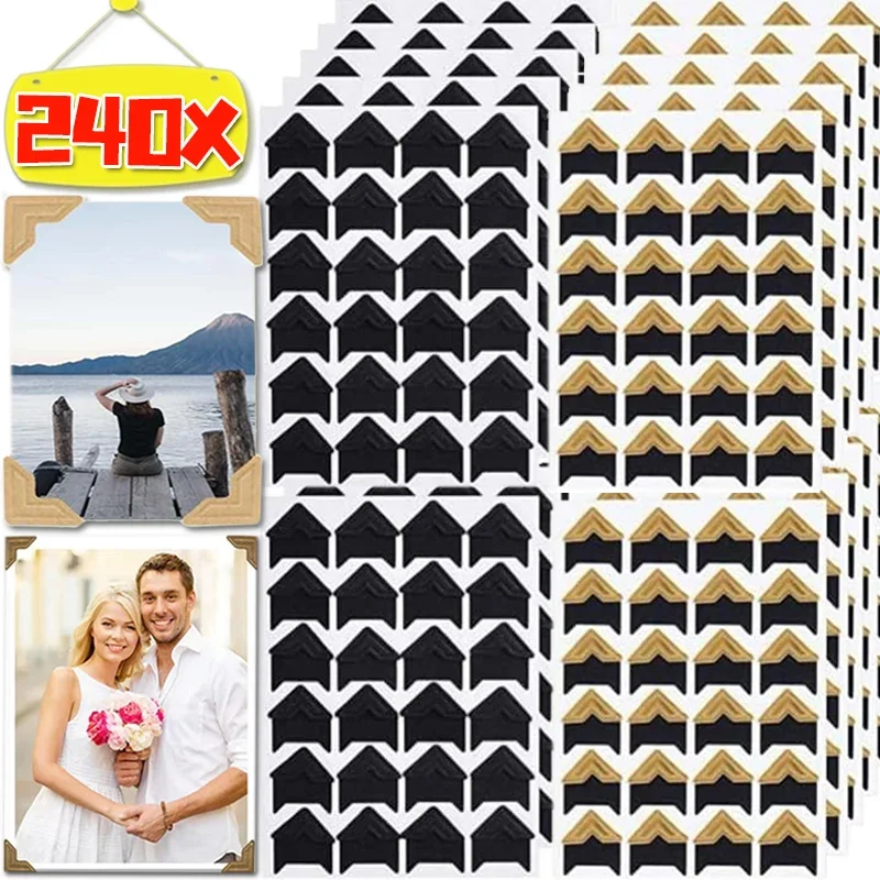 24/240PCS Photo Albums Corner Stickers Vintage Corner Kraft Paper Stickers Scrapbooking DIY Photo Albums Decoration Stickers