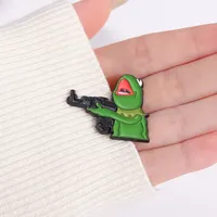 Custom Design Brooches Lapel Badges Frog And A Gun Enamel Pins Cartoon Cute Animal Jewelry Gift for Friends