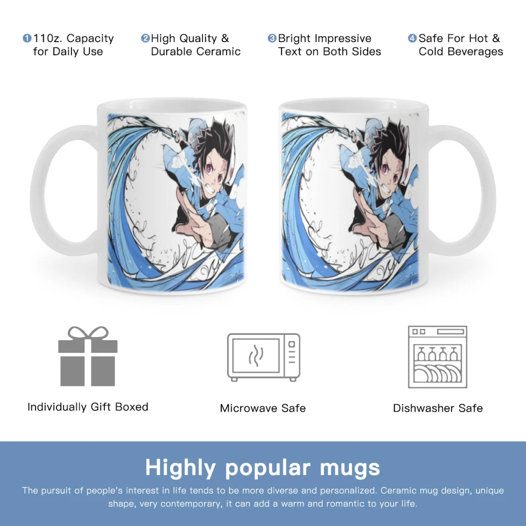 

Ghost Killing Blade Tanjiro Free shipping Coffee Milk Cup Mocha Mug Kawaii Cups Original Mugs 11oz