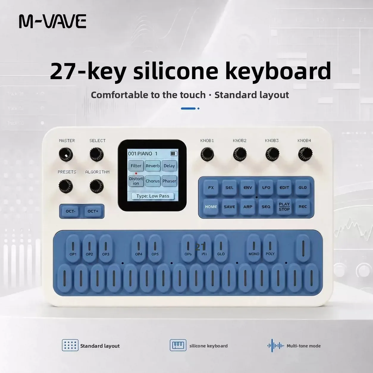 M-VAVE FM-1 Effect Pedal Portable Fm1 Bluetooth Synthesizer 6-Operator Speaker Midi 32-Algorithm 128 Preset Built-In Christmas