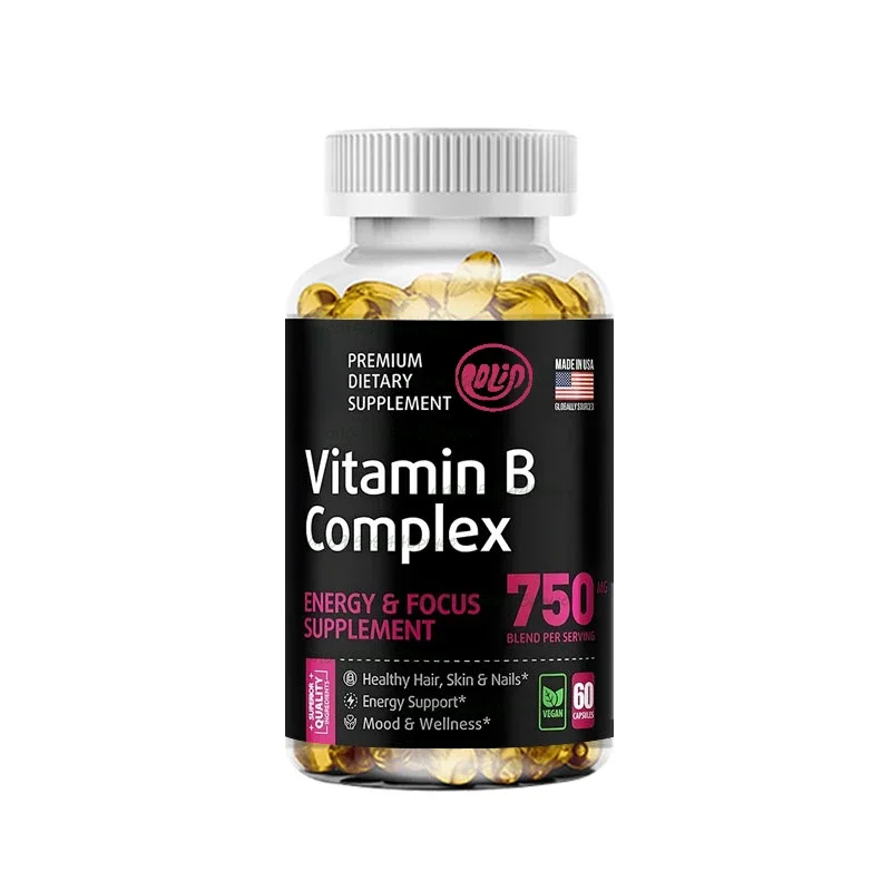 Vitamin B Complex Capsules - B Vitamins: B1 B2 B3 B5 B6 B7 B9 B12, Biotin, Folate, Vitamin C for Energy and Immune Support