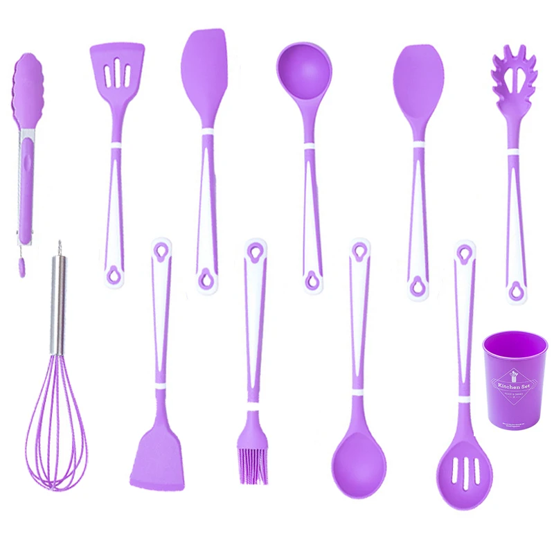 

New Silicone Kitchen Utensils Sets Gradient Non-Stick Cooking Shovel Spoon Cooking Tools With Storage Box