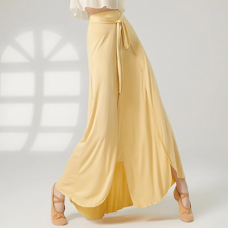 New Latin Dance Skirt Women Belly Dance Skirts Chiffon Training Clothes Adult Lace Up High split Skirt Classical Swing Skirt