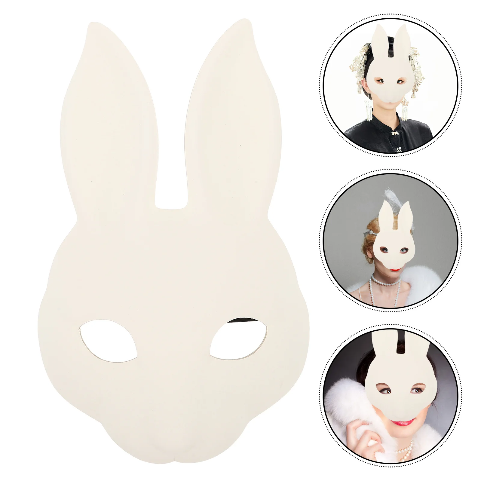 

Half Face White Bunny Mask PU Rabbit Costume for Halloween Adults Kids Masquerade Carnival Party Mask Bunny Headwear