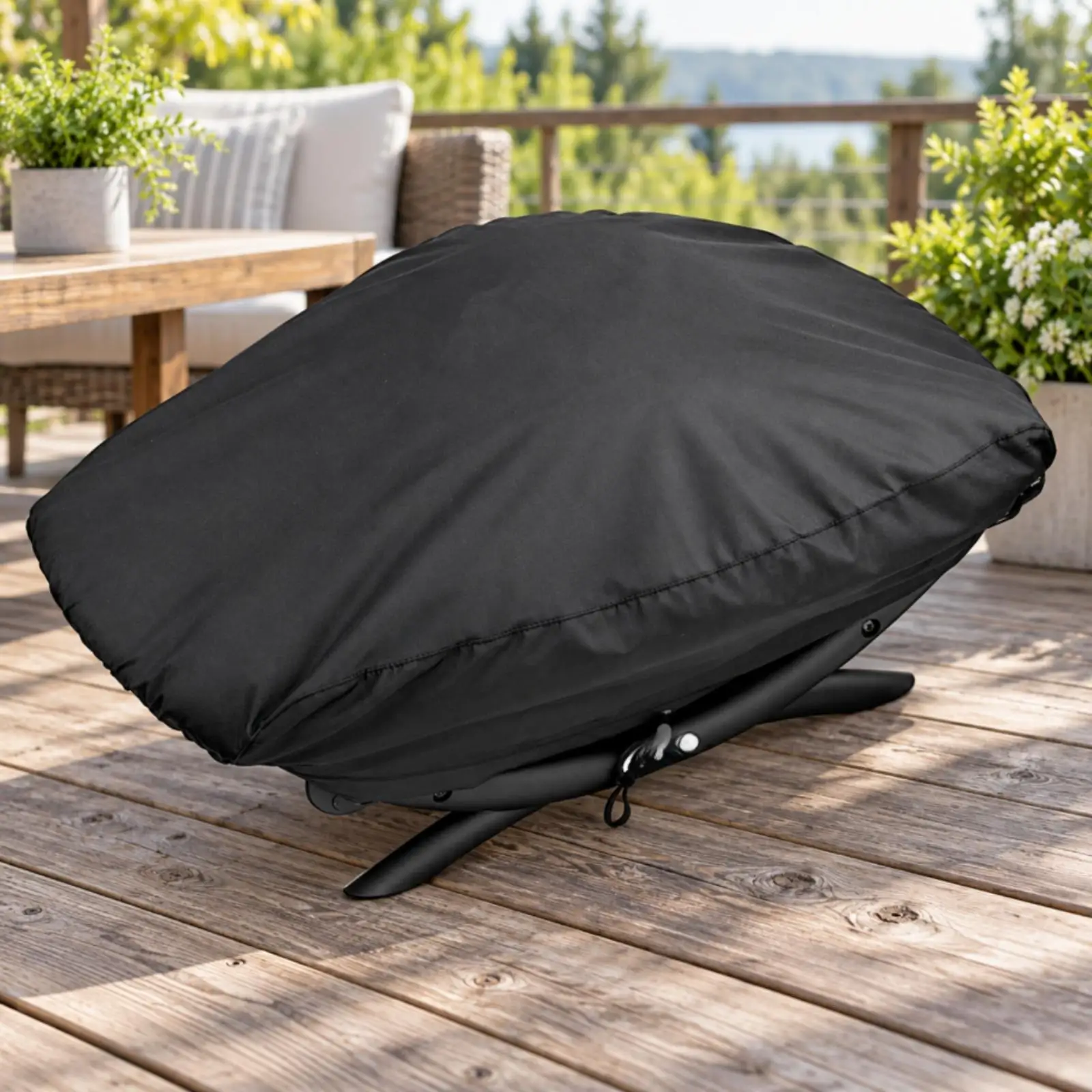 Outdoor Grill Cover Waterproof 210D Silver Coated Oxford BBQ Cover with Drawstring and Storage Bag for Standard Barbecue Grill