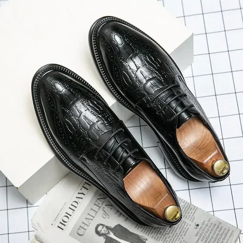 

Casual Student Youth Soft Bottom Leather Shoes Men's Black Business Formal Wear British Style Wedding