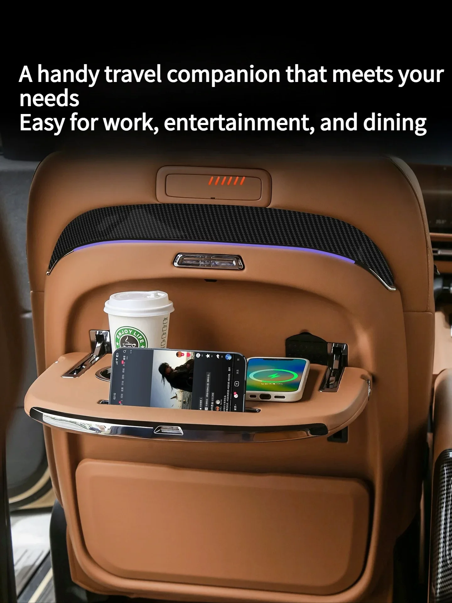 Car Tray Table For Chery ICAR V27 2026 Multifunction Seat Back Small Table Wireless Charging&Ambient Light Foldable Table Board detail image 5