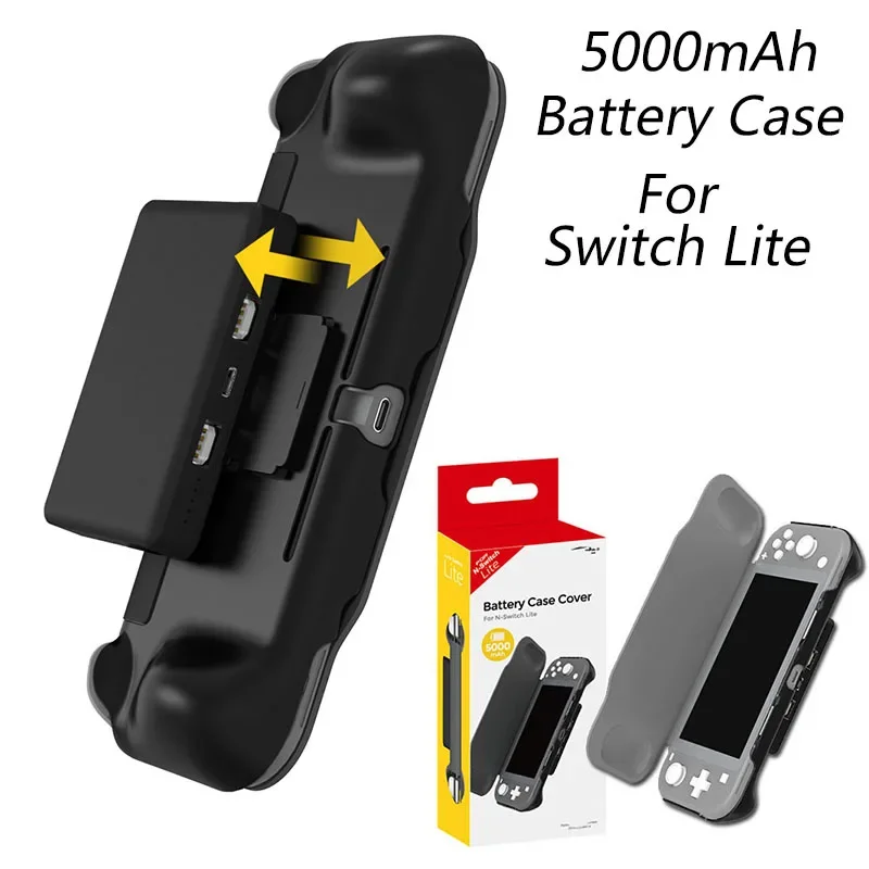 

5000mAh External Battery Fast Charger Case For Nintendo Switch Lite Portable Detachable Back Back Clip Power Pack TypeC USB Case