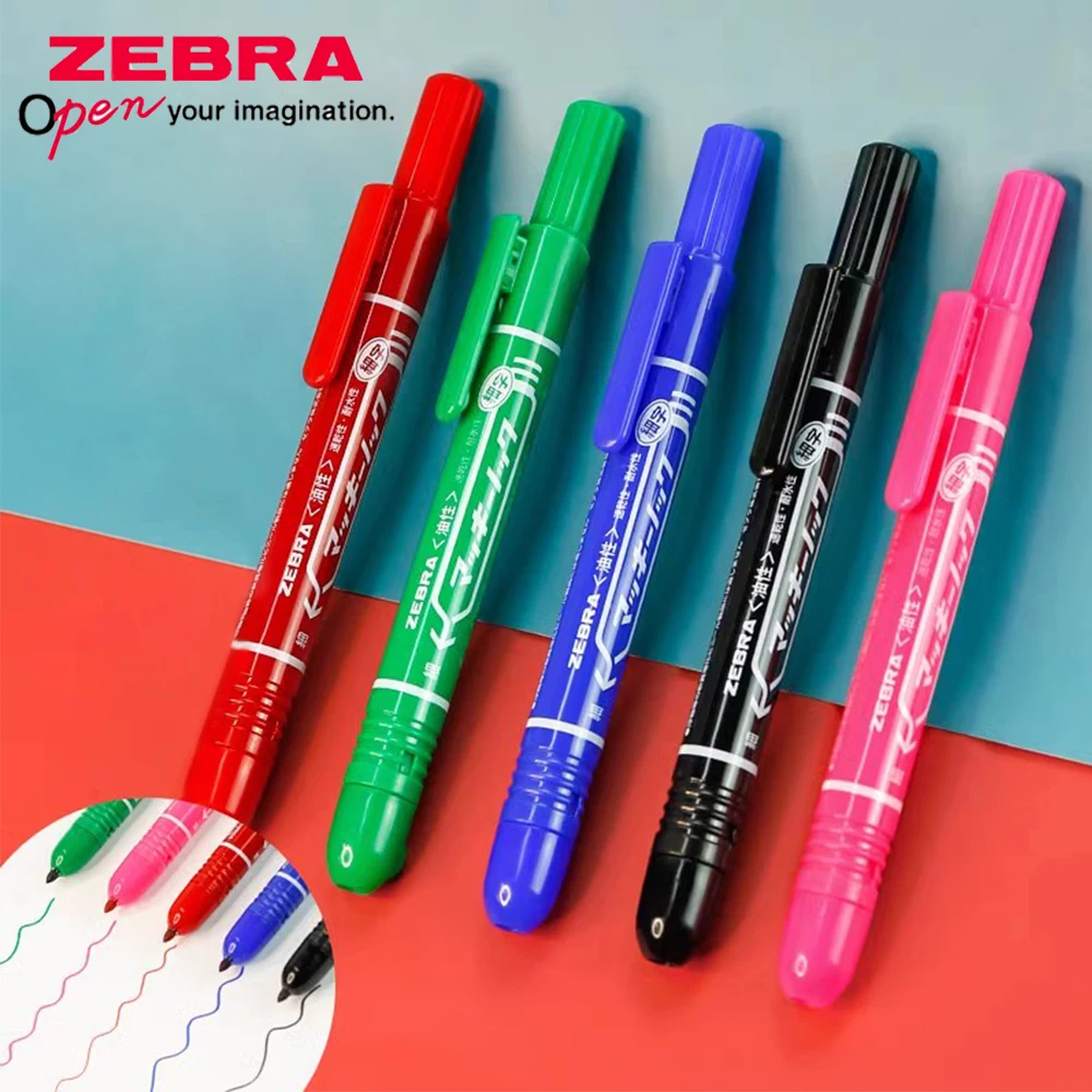 5pcs Japan ZEBRA Presses Oil-based Marker Pen Waterproof and Oil-proof Quick-drying, and Does Not Lose Color Pen Art Stationery