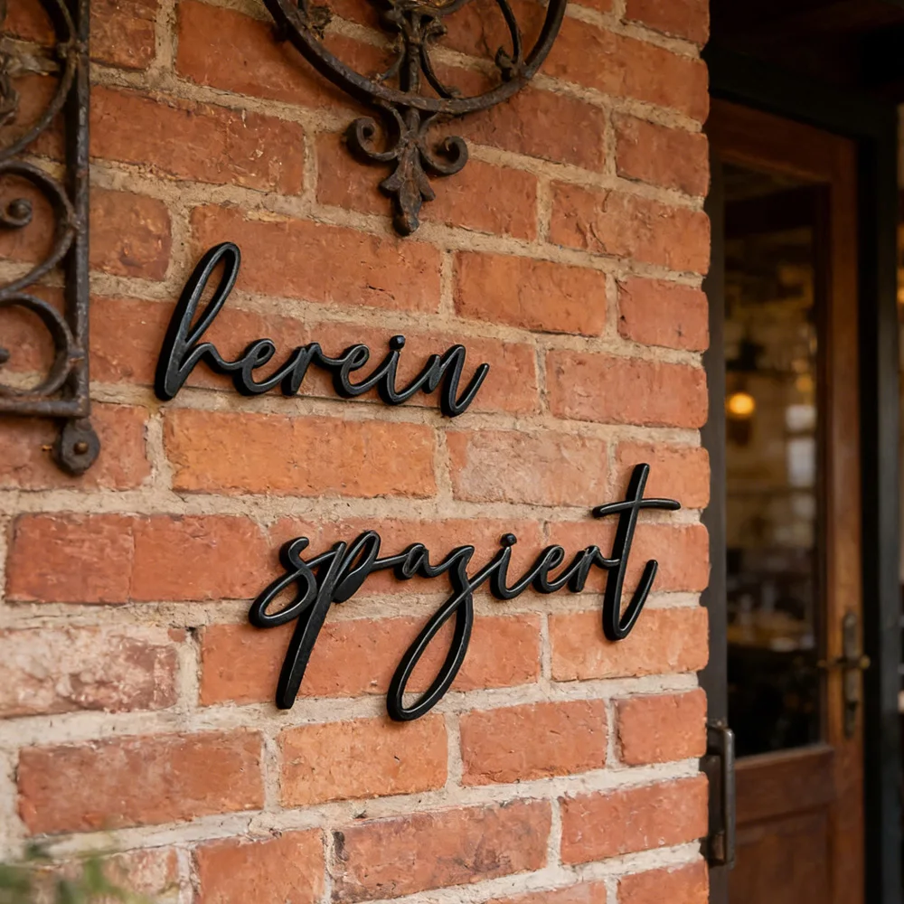 

Herein Spaziert Iron Art Wall Hanging Sign Come in Home Doors Store Office Entrances Outdoor Decor Metal Wall Sculpture Artwork