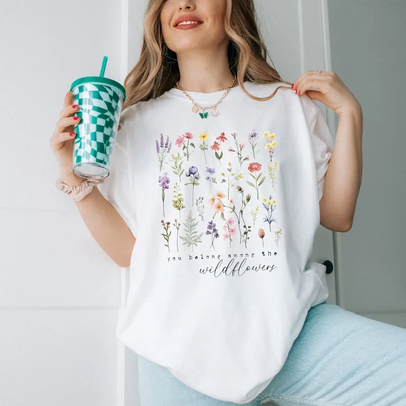 Floral Wildflower T-Shirt, Wild Flower T Shirt, Nature Lover Tshirt, Garden Cottagecore Tee, Cottage Core Shirt