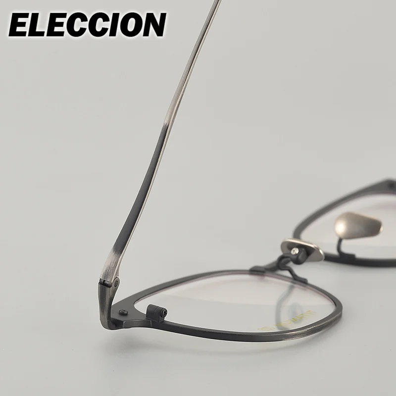 ELLCCION النظارات الطبية خفيفة للغاية التيتانيوم النقي النظارات البصرية الرجال نظارات نسائية إطار قصر النظر ناقص عدسة اللونية
