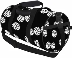 Volleyball Black Travel Duffel Bag Sport Symbol Lightweight Sports Tote Gym Bag Shoulder Weekender Overnight Bag for Men Women