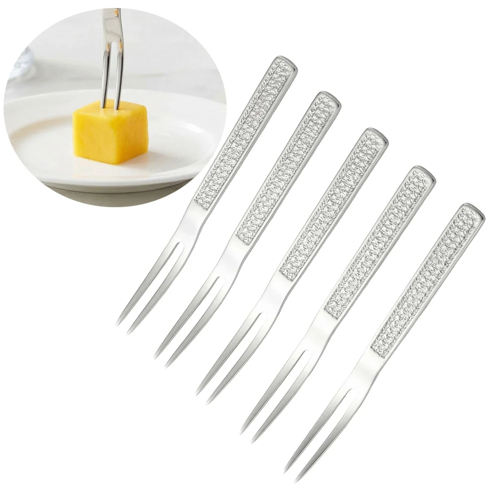 For Camping Approx.14.8 1cm 5.83 0.39in Hammered Handle Fork Stainless Steel Fruit Fork Camping Stainless Steel