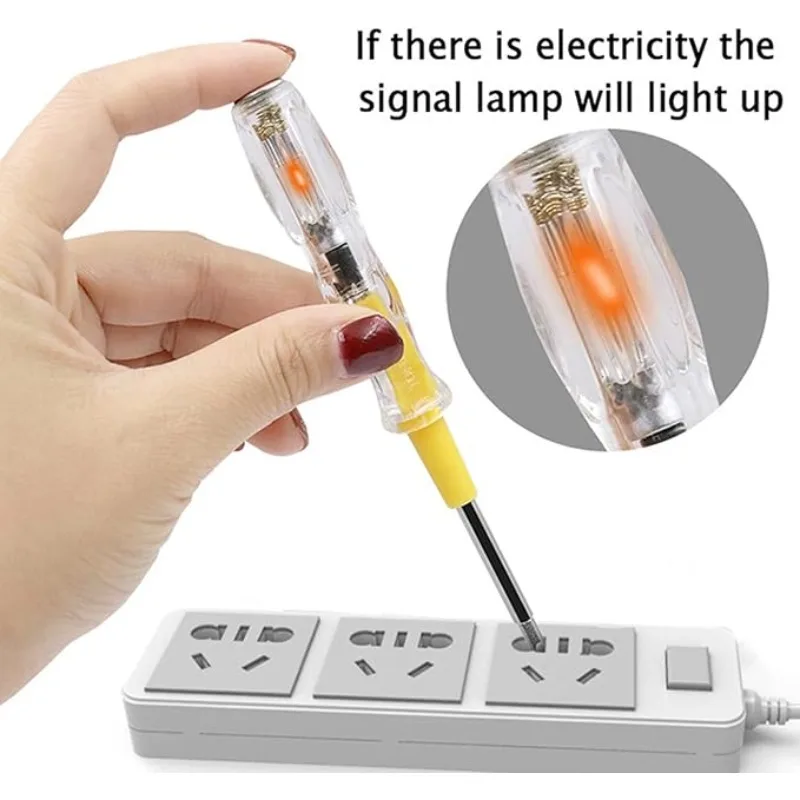 

1PC 100-500V LED Electric Test Tester Pen Double Head Screwdriver Multifunctional Test Pen Household Test Pen