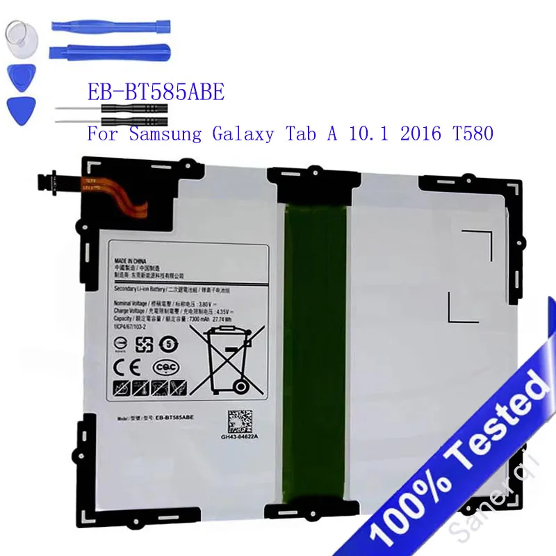 

Аккумулятор для планшета емкостью 8700 мАч EB-BT585ABE для планшета Samsung Galaxy Tab A 10,1 2016 T580 SM-T585C T585 T580N Аккумуляторы + инструменты