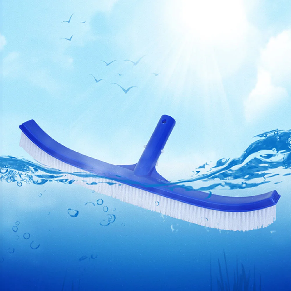 

Swimming Pool Brush Head 45cm Heavy Duty Swimming Floor and Wall Pool Brush with Reinforced Curved End Nylon Bristles