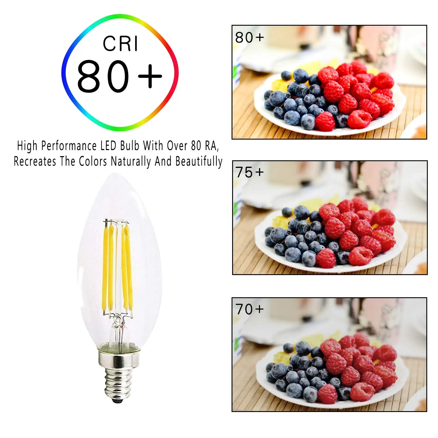 Imagem -04 - Lâmpada Edison Regulável Lâmpada Led Vela Lâmpada de Substituição do Candelabro Branco Frio Quente C35 E14 Base do Candelabro 2700k 4w 6w 6000k