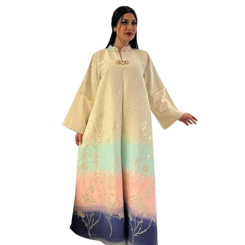 Middle East Ramadan Morocco Arab Dubai Muslim Dress Luxury Fashion High end Jacquard Fabric Embroidered Gradient Robe