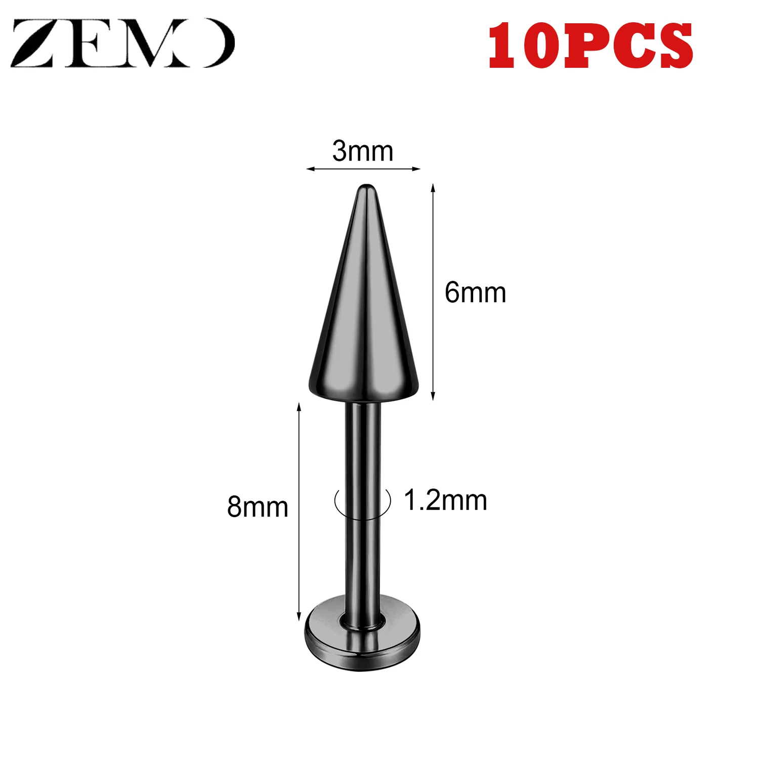 10PCS Stainless Steel Spike Labret Lip Piercing Set