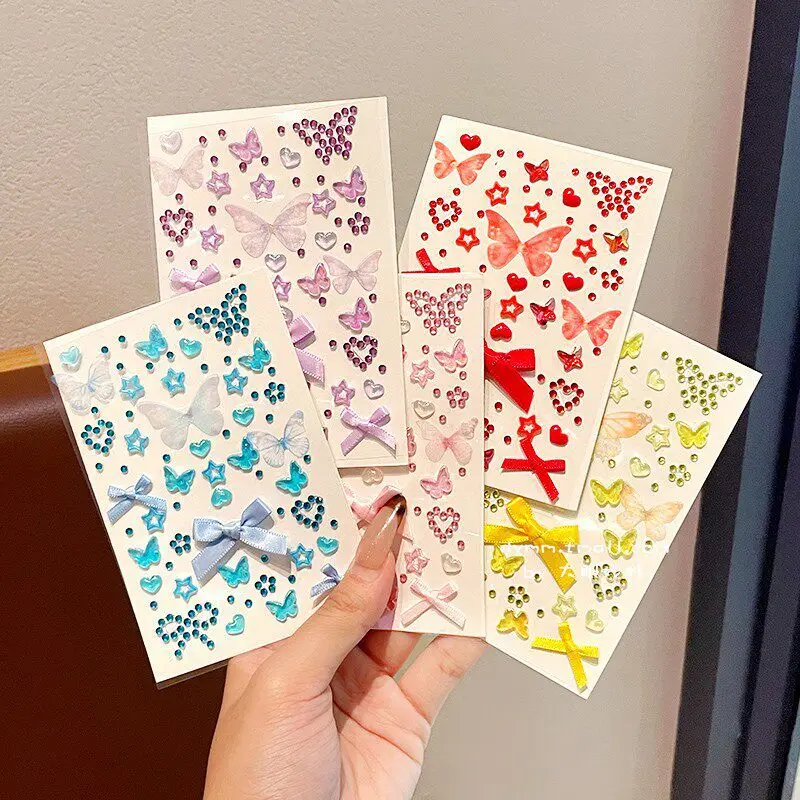 Hot Sale 2026 Tulle Bow Face Stickers for Kids Girls Stage Performance Makeup Festival Party Decal Supply
