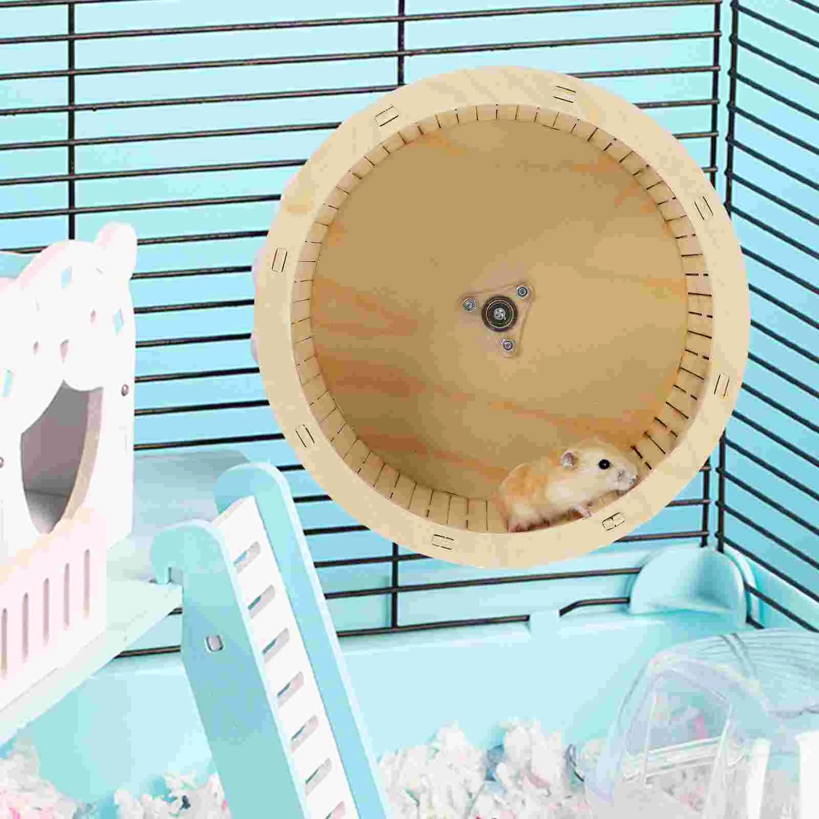 Hamster Jogging Wheel Running Cage Squirrel Workout Wooden Exercise Pet Supplies