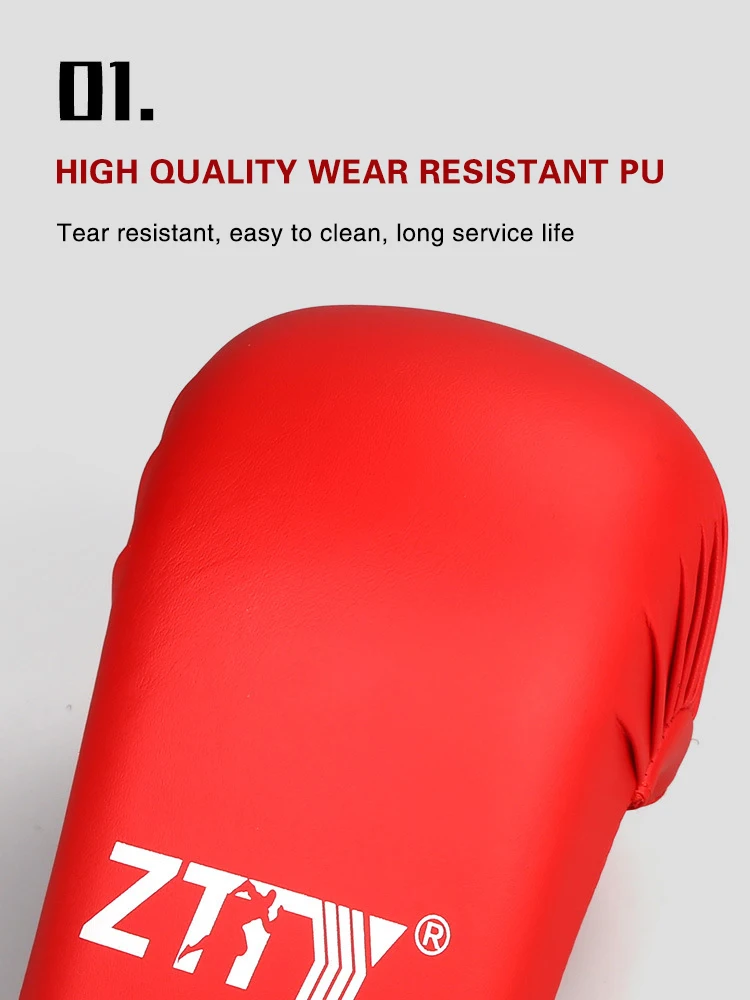 Karate Gloves Hand Guard Thickened PU Wear-Resistant Professional Karate Hand Gloves Adult Children Training Boxing Gloves