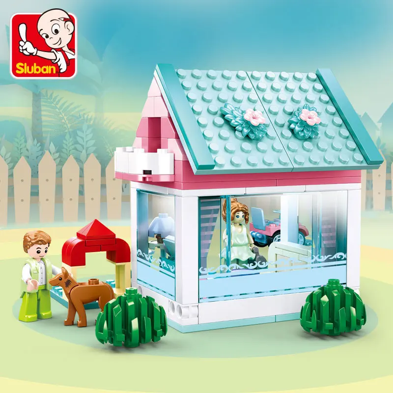 Sluban City Street View Warme Cabine Tuinhuis Bouwsteen Kinderen DIY Educatief Bricks Speelgoed Cadeau voor kinderen Meisjes