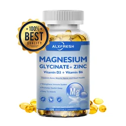 Magnesium Glycinate Capsules 500mg with Zinc,Vitamin D3 B6 Brain, Memory, Focus, Sleep, Calm Support Nutrition Supplement